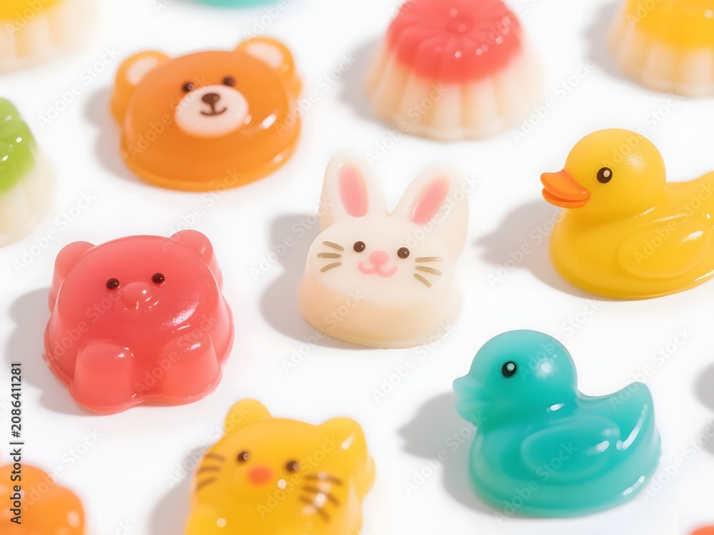 Obraz premium Cute Animal Shaped Homemade Jelly Desserts for Kids