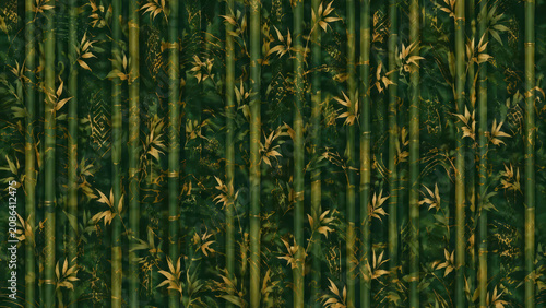 Traditional Toraja bamboo groves Pattern Background. Rhythmic bamboo segments, wind-generated movement lines, layered natural textures