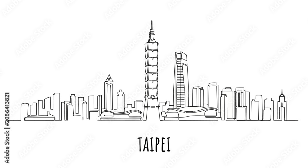 Obraz premium Taipei Skyline Silhouette - Taiwan Landmark Architecture