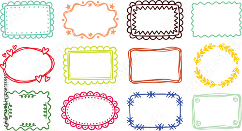Frames cute sketch borders with stars and hearts, doodle, scrapbooking, colorful, design, background