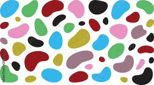 Abstract colorful pebble shapes for graphic design, background, flat, minimal, art, creative