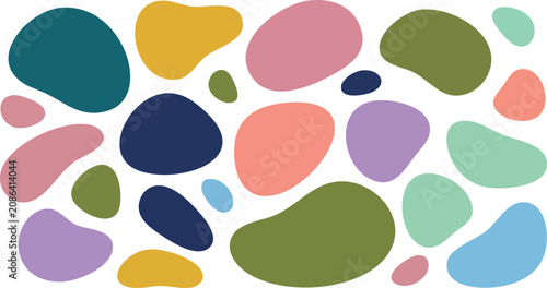 Abstract organic blob pattern on white background, vector, minimalist, shape, colorful, modern