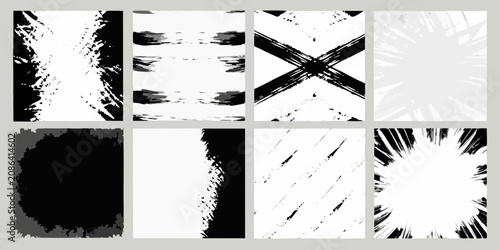 Foto Abstract Brushstroke Designs Black And White Vector Illustrations