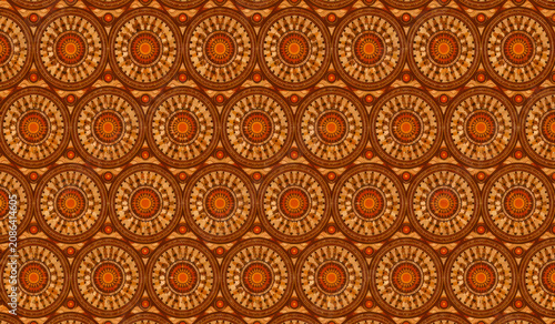 Balinese Kecak Dance Seamless Pattern, Luxury Radial Geometric Cultural Background