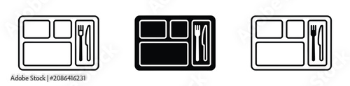 Bild auf Leinwand Formal restaurant dining table setting icon with plate fork spoon and knife tabl
