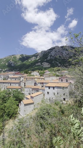 View of the old houses of Collianello, a village in the mountains of the province of Salerno, Italy.