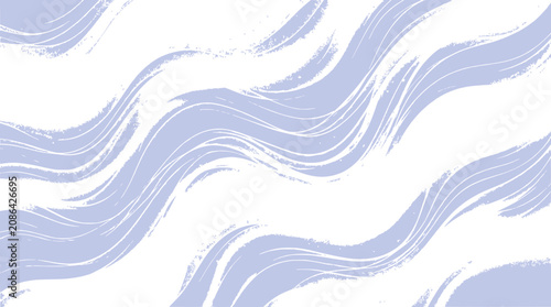 Abstract Pastel Blue Brush Stroke Waves Pattern on White Background