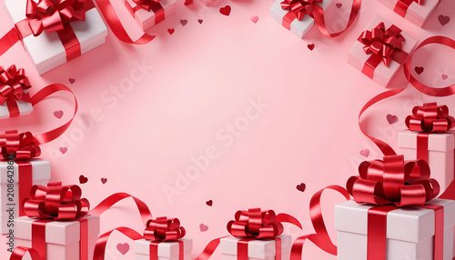 Pink Gift Box Border with Copy Space