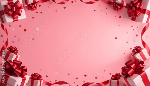 Pink Gift Box Border with Copy Space