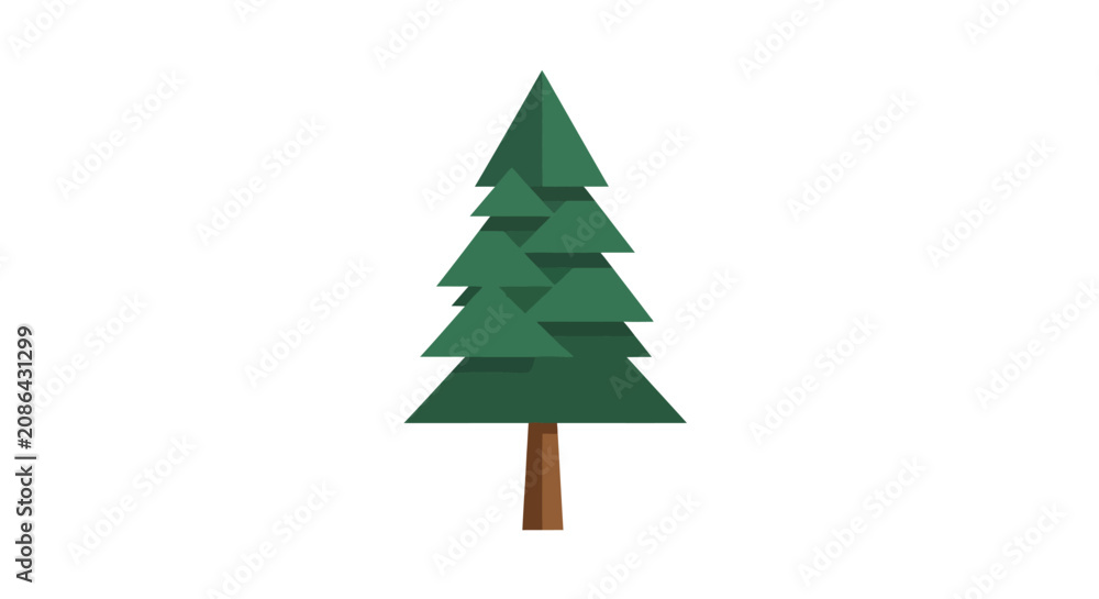 Fototapeta premium A green pine tree illustration.