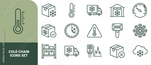 Konstfotografi Cold chain logistics and temperature control set featuring thermometers, refrige