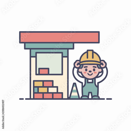 Construction worker in yellow hard hat.