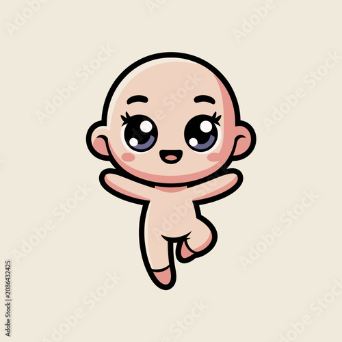 Cute cartoon baby with big eyes.