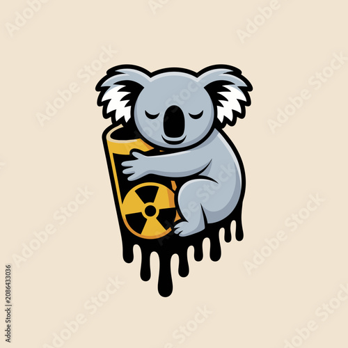 Koala holding nuclear radiation symbol.