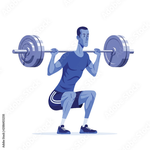 Man performing barbell squats a powerful strength training exercise.
