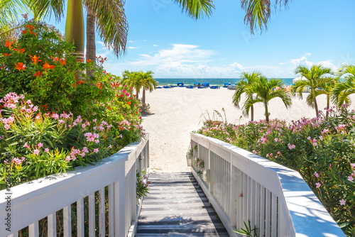 Boardwalk on beach in St. Pete, Florida, USA