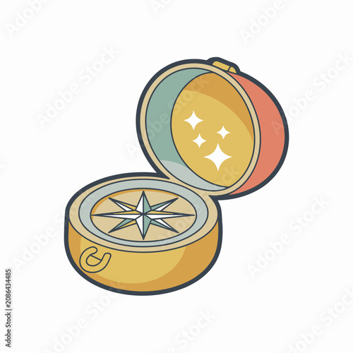 Vintage gold compass with star.