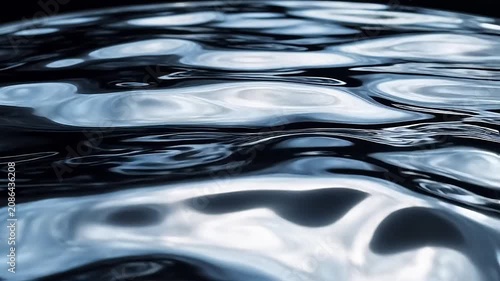 Abstract Metallic Liquid Surface with Fluid Silver Waves and Reflective Ripples