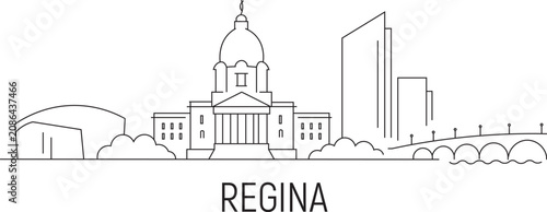 Schilderij op canvas Regina's skyline in minimalist line art