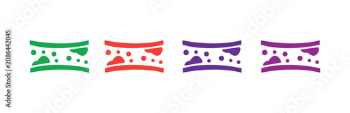 Foto Set of four simplified icons representing clogged arteries with plaque buildup and cholesterol deposits in a stylized medical illustration format
