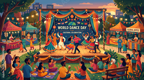 Photography Colorful World Dance Day Celebration Festival Scene.