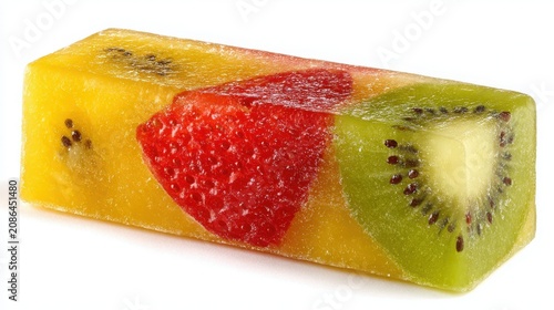 Colorful Fruit Ice Pop with Strawberry, Kiwi, and Mango Layers