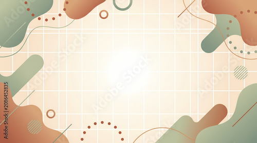 Abstract Minimalist Background With Organic Shapes Earth Tones And White Grid Pattern