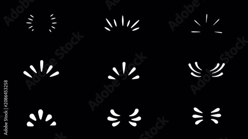 Animated White Comic Style Radial Burst Motion Graphics Pack on Transparent Background, Cartoon Speed Lines, Dynamic Flash Effects, Alpha channel, for Video Editing and Content Creation,