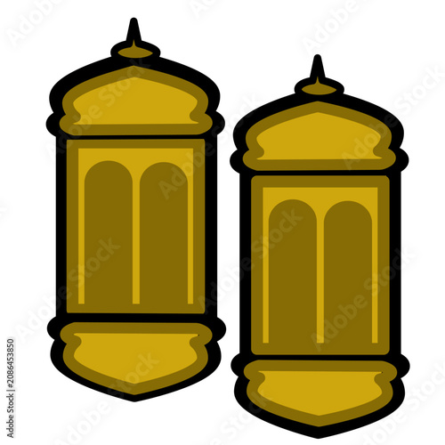 Golden Islamic lantern vector illustration, perfect for Ramadan and Eid decorations.