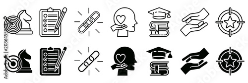 Bild auf Leinwand Career planning icon set vector illustration concept with icon of define goal, c