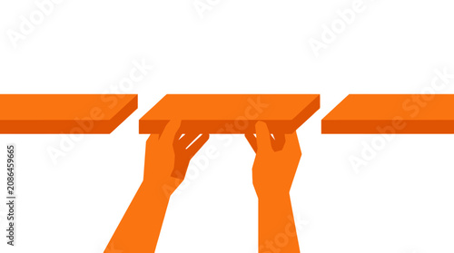 Hands Holding Bridge Vector Illustration