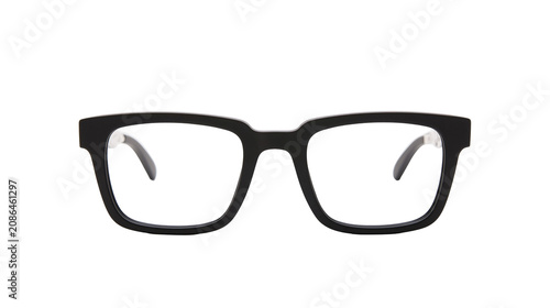 Photos Thick black square frame eyeglasses with clear lenses