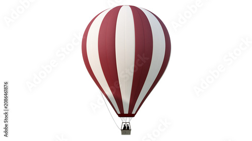Quadro su tela Red and white striped hot air balloon with basket