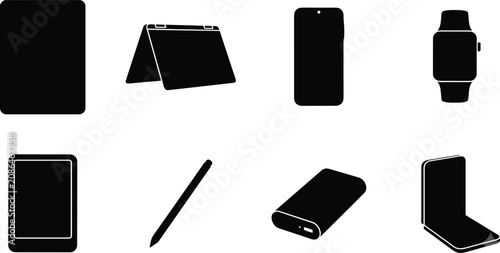 Foto Set of Modern Consumer Electronic Device Icons Isolated on White Background for