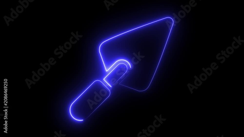 Glowing Blue Neon Light Bulb Icon with Arrow on Black Background 3D Futuristic Business Technology Illustration