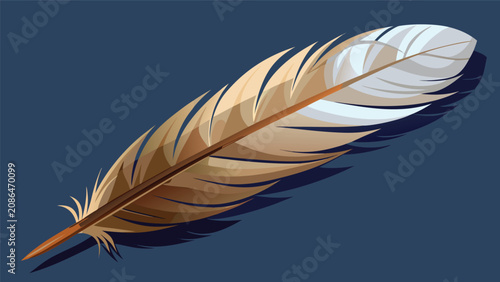 Fotografie Single detailed bird feather illustration with isolated illustration textured wi