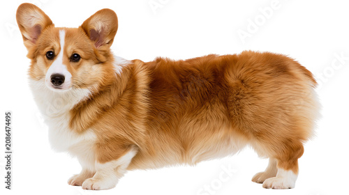 Pembroke Welsh Corgi dog standing profile view