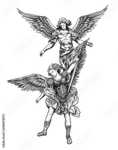 Φωτογραφία The Heavenly Guardians: Two Archangels in Monochrome St