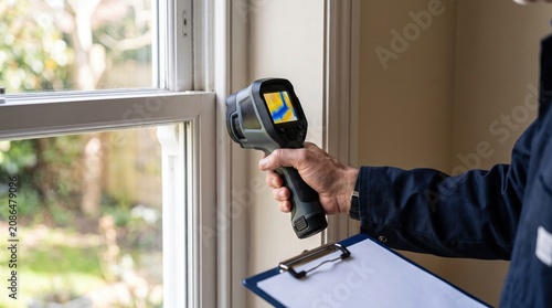 Home inspector using thermal imaging camera