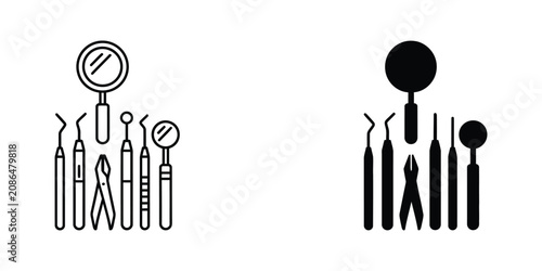 Dental tools illustration, vector icons set
