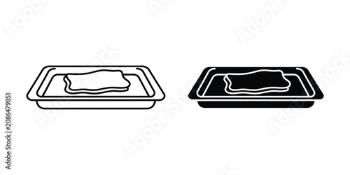 Konstfotografi Black and white illustration of two trays with meat