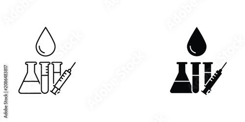 Water Drop and Umbrella Line Art Vector Illustration for Weather Protection