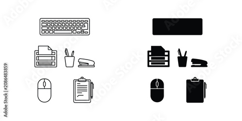 Transportation and Travel Icons Set Flat Line Art Vector Illustration