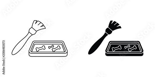 Hand Holding Toothbrush and Dental Floss Illustration Line Art Vector Hygiene Routine