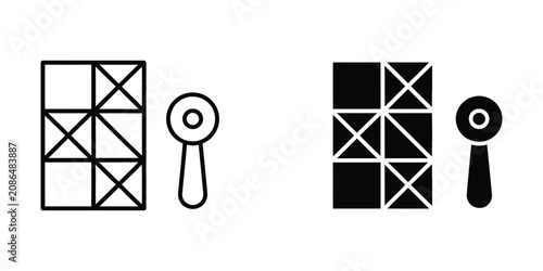 Set of Two Minimalist Door Lock Icons in Line Art Style Vector Illustration