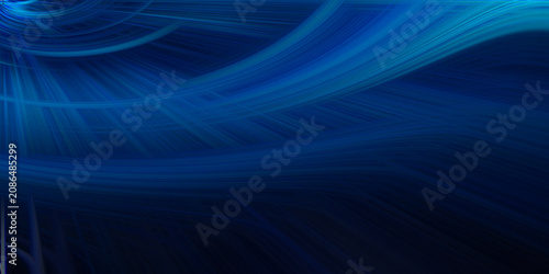 Fotografía Abstract background with glowing blue light fibers flowing in curved motion creating deep space visual and digital energy effect