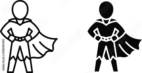 Photos Two superhero one outline and one solid black, representing strength, power, and