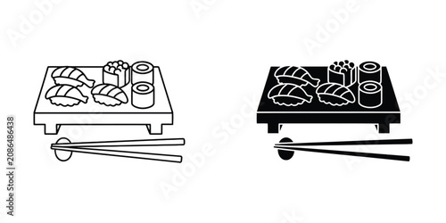 Foto Yakitori grills with food and utensils, illustration
