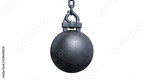 Foto Heavy metal wrecking ball with chain