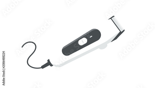 Bild auf Leinwand Electrical hair trimmer or clipper device with a power cord, isolated flat illustration on white background